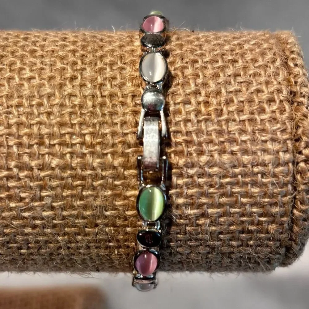 NWT Premier Designs Oval Cats Eye Glass Cabochons Parfait Bracelet Multicolor OS